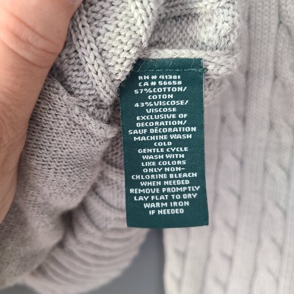 Lauren Ralph Lauren Cable-Knit Zip-Up Cardigan Size L - Picture 4 of 5